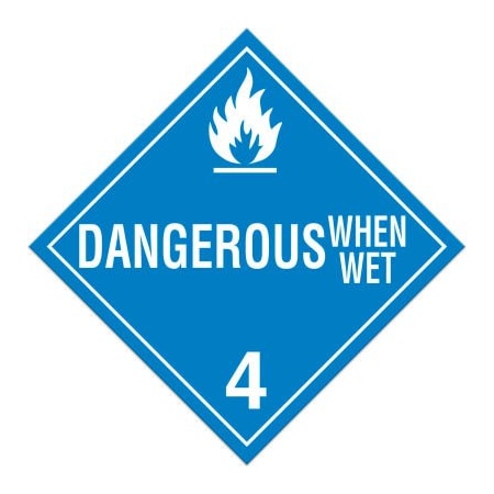 Top Tape And  Label. INCOM Class 4.3 Danger When Wet Tagboard Placard - 100/Pkg TA430TB